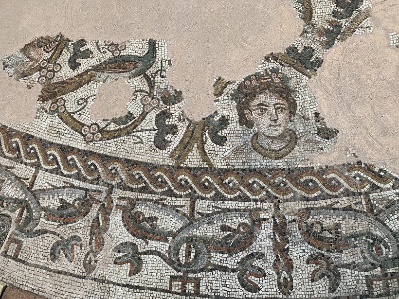 roman mosaic during guided tour in Treviso